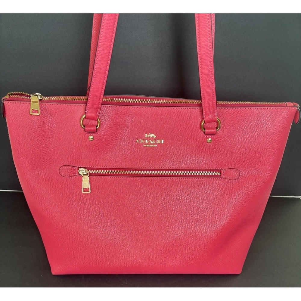 Coach Gallery Tote 79608 Bold Pink Crossgrain Leather Zip Top Shoulder Bag